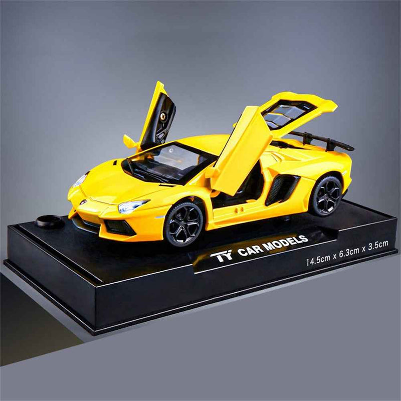 1:32 Scale Car Models for Kids Alloy Super Car Toy with Sound Light, Open Doors - 740 Yellow