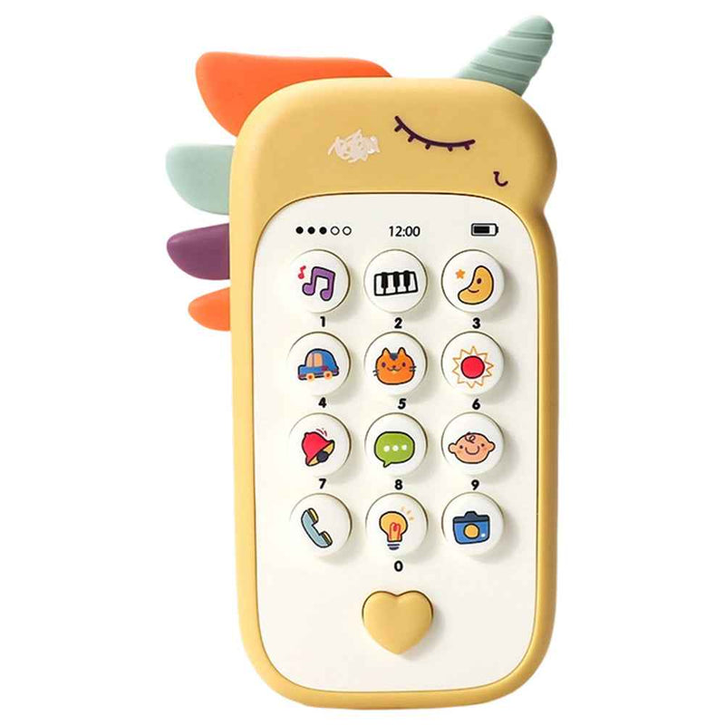 Kids Learning Phone Toy Educational Music Story Bilingual Development with Interactive Light-Up Buttons - 188-7 Yellow-Unicorn Mobile
