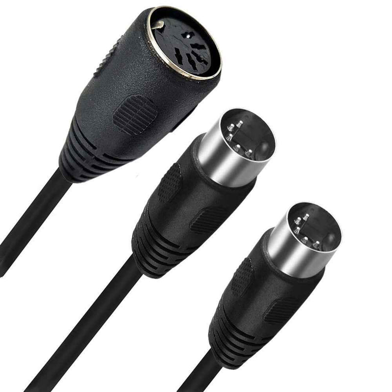 JUNSUNMAY 0.5m MIDI DIN 5 Pin 1 to 2 Male to Female Y Splitter Adapter Extension Audio Cable