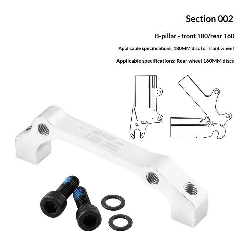 MUQZI Bike Disc Brake Adapter CNC Aluminum Alloy Disc Brake Mount Converter for MTB Road Bicycle - Silver/B Type/Front 180/Rear 160