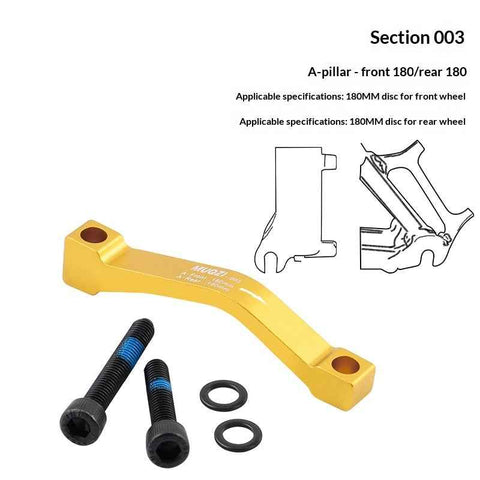 MUQZI Bike Disc Brake Adapter CNC Aluminum Alloy Disc Brake Mount Converter for MTB Road Bicycle - Gold/A Type/Front 180/Rear 180
