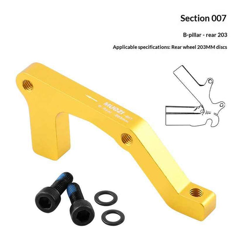MUQZI Bike Disc Brake Adapter CNC Aluminum Alloy Disc Brake Mount Converter for MTB Road Bicycle - Gold/B Type/Rear 203