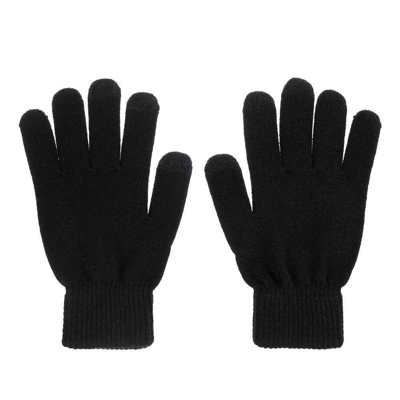 Women Touch Screen Glove Winter Warm Thick Knit for Smartphone Tablet One Size - Black