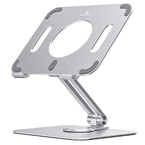 BONERUY L04mini 360 Degree Rotating Tablet Holder Hollow Heat Dissipation Aluminum Alloy Foldable Cradle for iPad - Silver