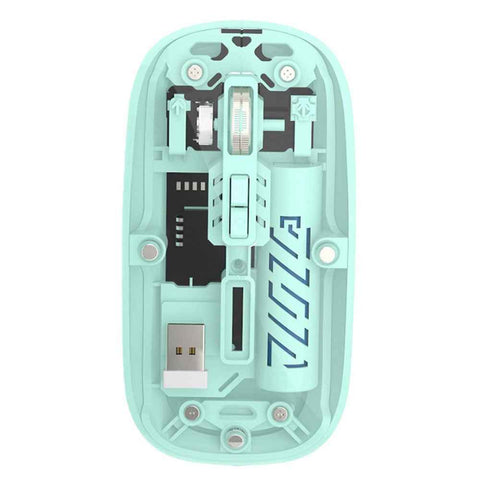 501 Bluetooth-compatible / 2.4G Wireless Mouse Transparent Design Computer Laptop Tablet Mute Mice - Transparent Green