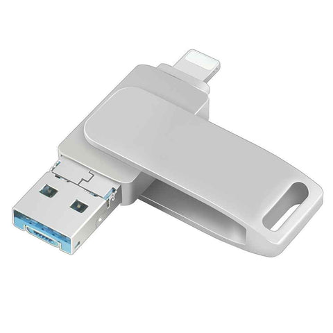 RICHWELL R-PK004 256GB External Storage OTG U Disk Memory Stick 3 in 1 Lightning/Micro USB/USB 3.0 Flash Drive - Silver