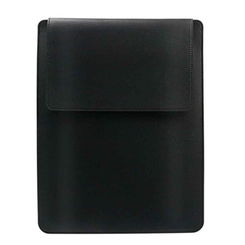 13.3-14 inch Notebook Carrying Bag Fold Laptop Stand Slim PU Leather Waterproof Sleeve Case - Black