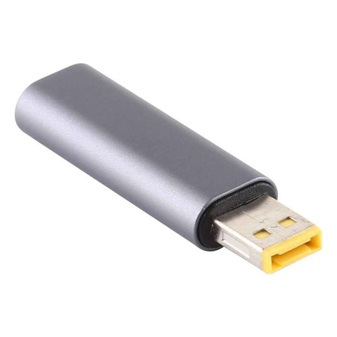 Type-C Female to Rectangle Male PD 12V DC Power Adapter Square Charger Converter for Lenovo Laptop - Grey