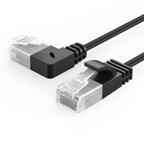 CABLECREATION CL0045 2m Cat6a LAN Network Cable 10Gbps Pure Copper Thin Cord Computer Router Connection Cable - Right Bend