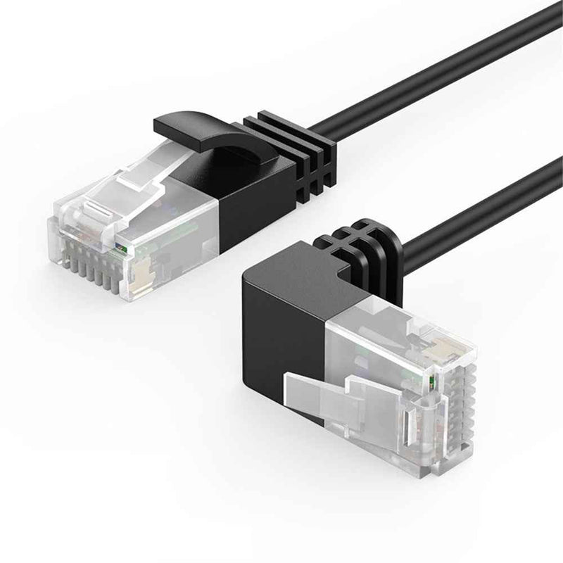CABLECREATION CL0045 1m Pure Copper Cat6a Network Cable 10Gbps Thin Cord Computer Router RJ45 Ethernet Cable - Downward Bend
