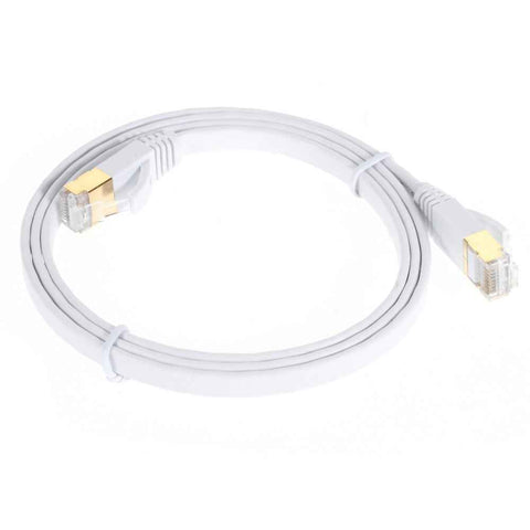 2m CAT-7 10Gbps Flat Ethernet Patch Cable RJ45 LAN Gigabit Network Cord - White