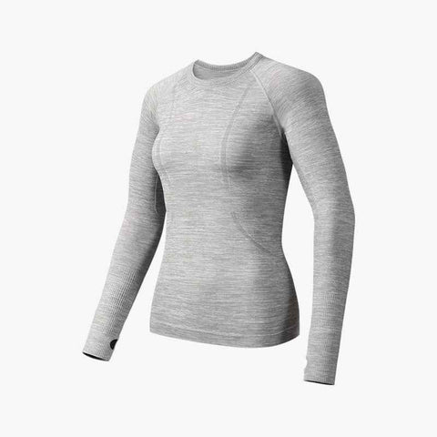 GOLOVEJOY YJ06 Yoga Top for Women Slim Fit Long Sleeve Quick Dry Fitness Top with Thumb Hole - Gray/M
