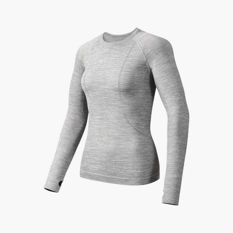 GOLOVEJOY YJ06 Yoga Top for Women Slim Fit Long Sleeve Quick Dry Fitness Top with Thumb Hole - Gray/M