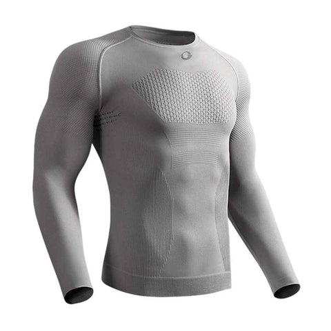 GOLOVEJOY JS07 Quick Dry Workout Top for Men High Stretch Long Sleeve Fitness Compression Tights - Grey / XL