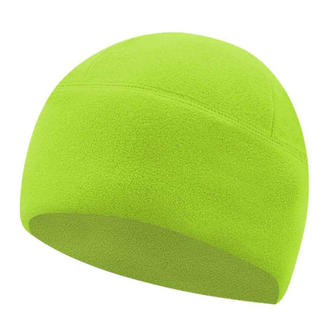 Winter Windproof Polar Fleece Beanie Hat Ear Protection Helmet Liner Cap for Motorcycle Riding - Fluorescent Green