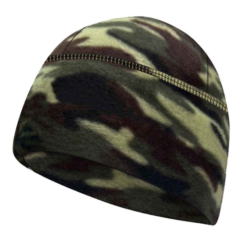 Winter Windproof Polar Fleece Beanie Hat Ear Protection Helmet Liner Cap for Motorcycle Riding - Camouflage Army Green