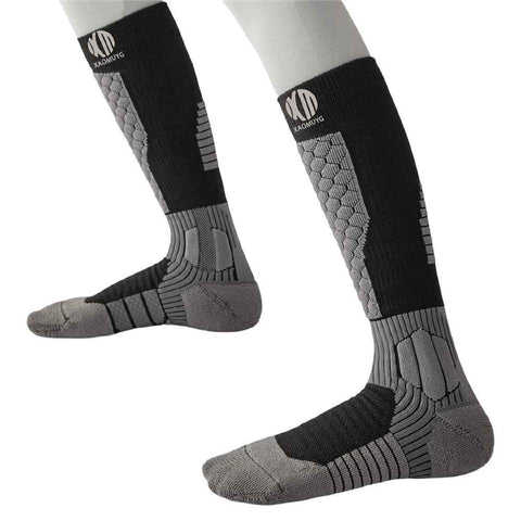 XAOMUYG L Size 40-45 Wool Blend Ski Socks Professional Winter Warm Thick Compression Long Tube Socks for Skiing Sports - Dark Grey