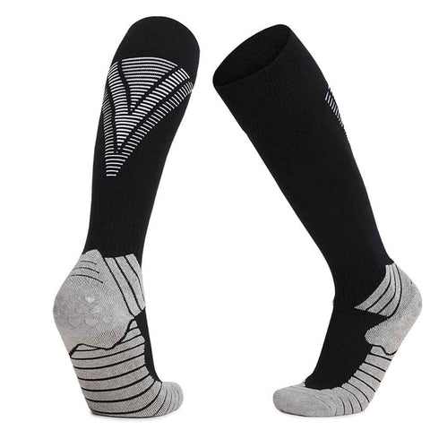 1 Pair Children Thick Non-Slip Sports Socks Over The Knee Stockings, One Size - Black