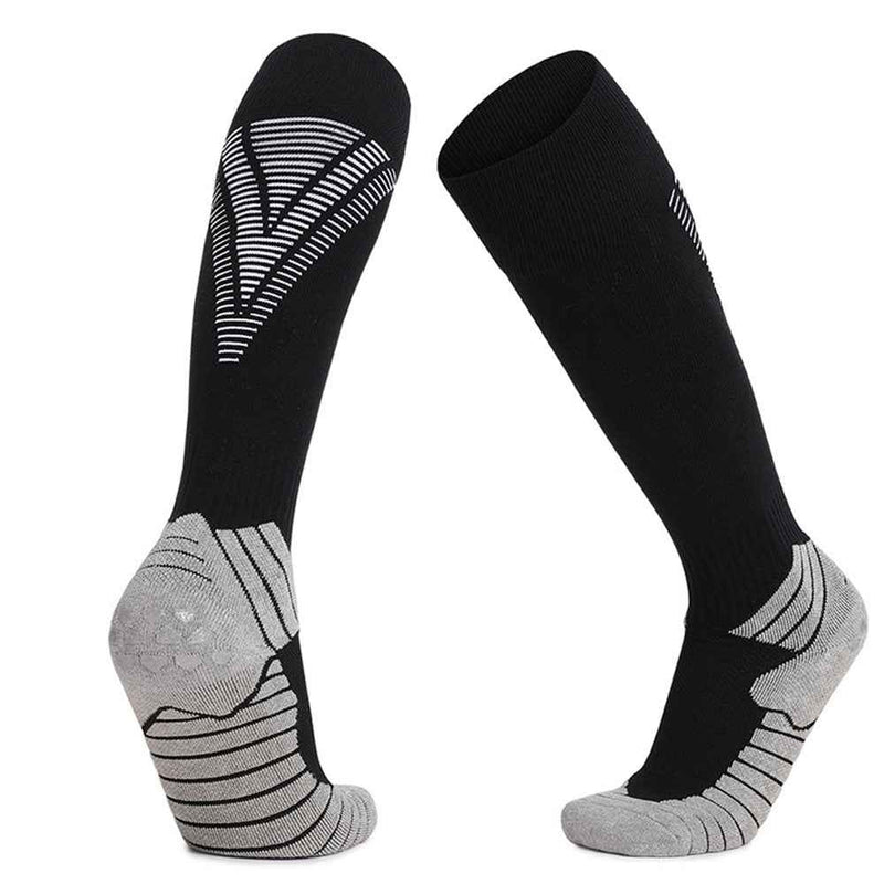1 Pair Children Thick Non-Slip Sports Socks Over The Knee Stockings, One Size - Black