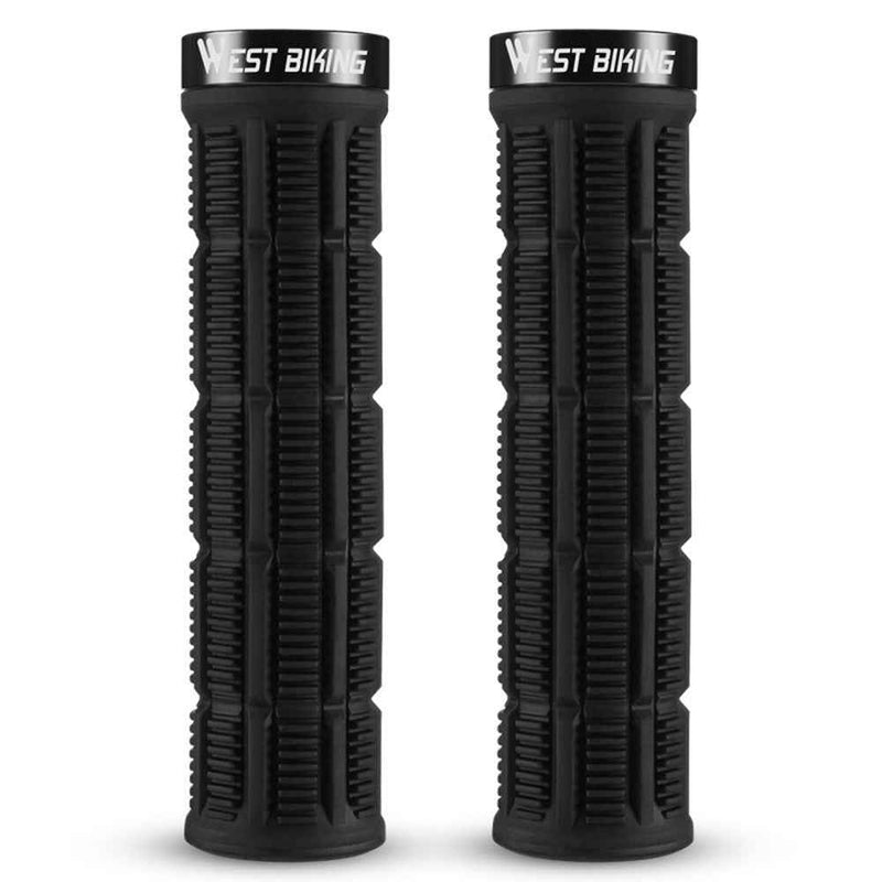 WEST BIKING YP0804089 1 Pair Anti Slip Mountain Bike Handlebar Grips Shock Absorbing Bicycle Grips - Black