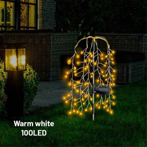 100LED Ground Insert Solar Fireworks Light Courtyard Garden Lawn Decoration Simulation Fireworks Light - Warm Light