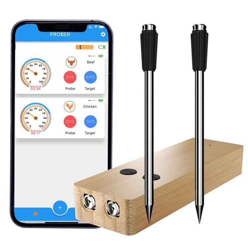 Smart Wireless Food Thermometer Eject Design Stainless Steel Probe Bluetooth-compatible Meat Thermometer - Dual Probe