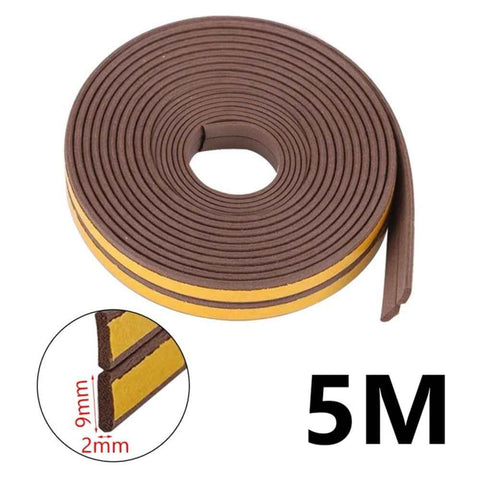 5m Self-adhesive Door Window EPDM Sealing Strip Anti-Collision Wind Stopper Sealing Tape - Brown Type I 9x2mm