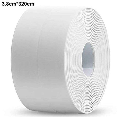 Sealing Strip Shower Sink Bathtub Caulking Tape PVC Self-Adhesive Waterproof Wall Tape for Bathroom Kitchen - White / 3.8cmx3.2m