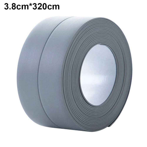 Sealing Strip Shower Sink Bathtub Caulking Tape PVC Self-Adhesive Waterproof Wall Tape for Bathroom Kitchen - Grey / 3.8cmx3.2m