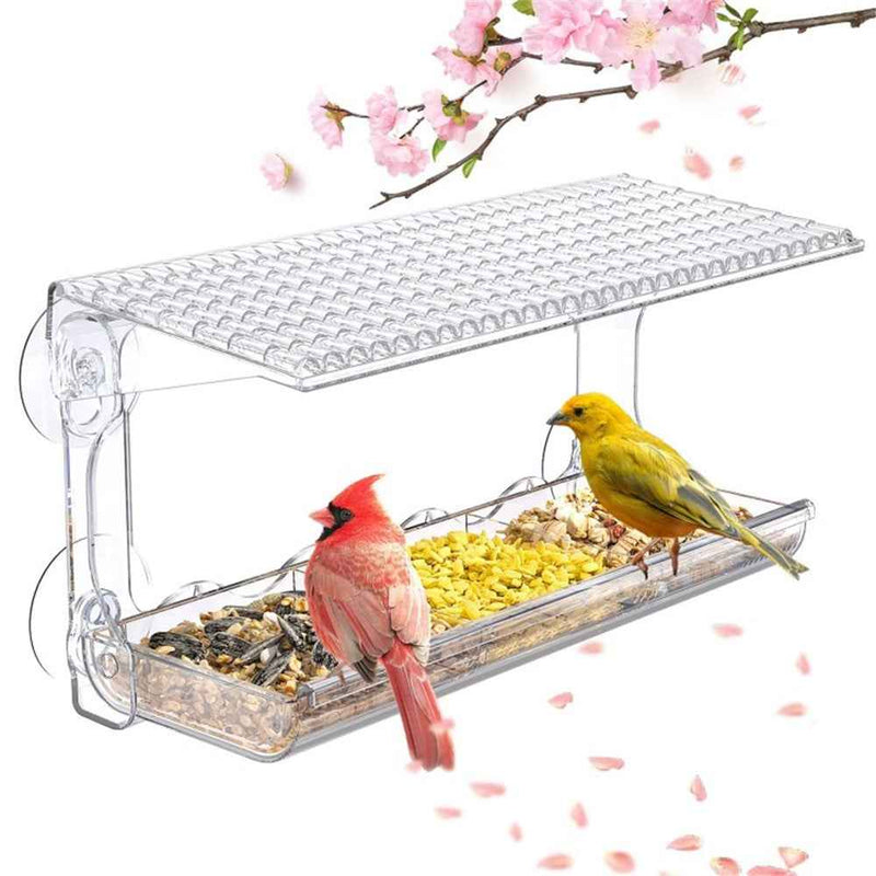 Suction Cup Window Mounted Bird Feeder Outdoor Plastic Transparent Bird House