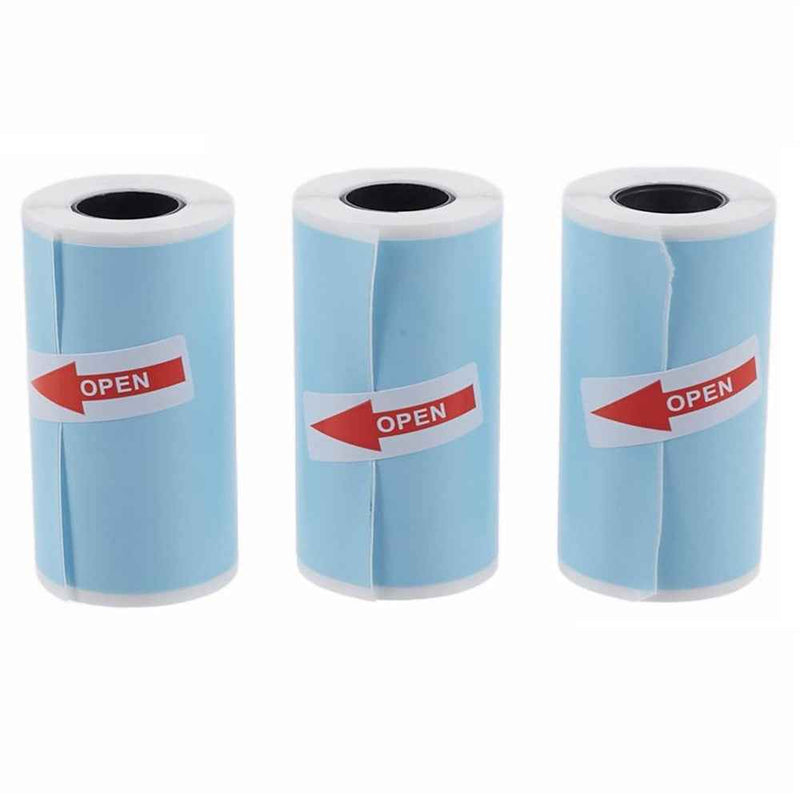 Self-adhesive Printable Color Sticker Paper Roll Direct Thermal Paper - Three Roll Blue