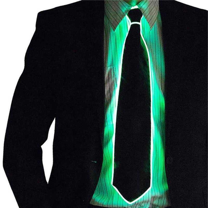 Wire Tie Flashing Cosplay LED Tie Costume Necktie Glowing DJ Bar Dance Carnival Party Masks Cool Props - Light Green