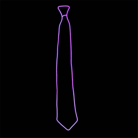 Wire Tie Flashing Cosplay LED Tie Costume Necktie Glowing DJ Bar Dance Carnival Party Masks Cool Props - Purple