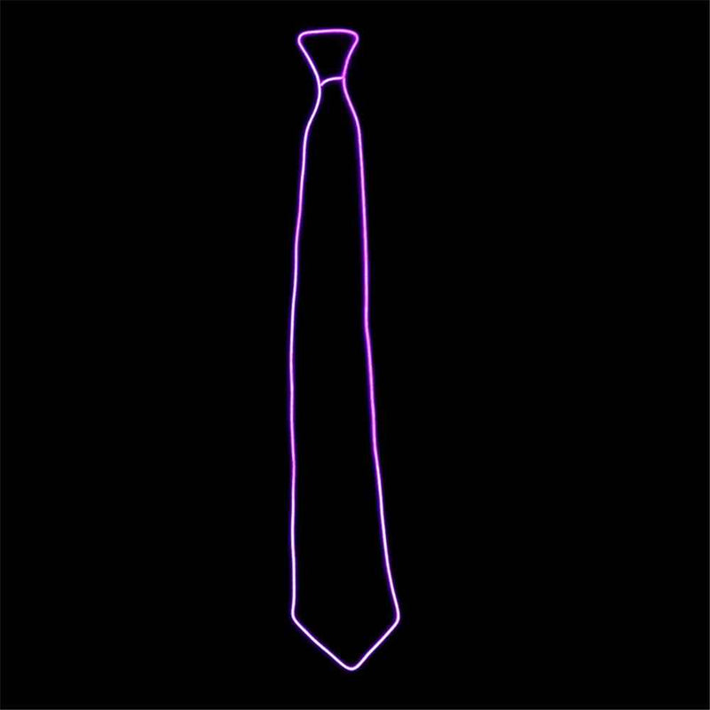 Wire Tie Flashing Cosplay LED Tie Costume Necktie Glowing DJ Bar Dance Carnival Party Masks Cool Props - Purple