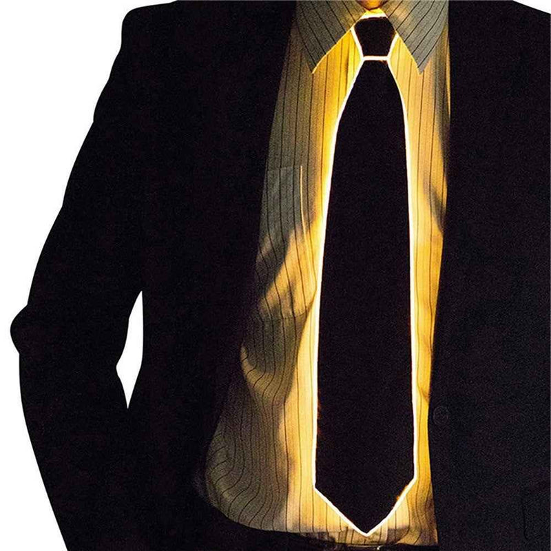 Wire Tie Flashing Cosplay LED Tie Costume Necktie Glowing DJ Bar Dance Carnival Party Masks Cool Props - Yellow