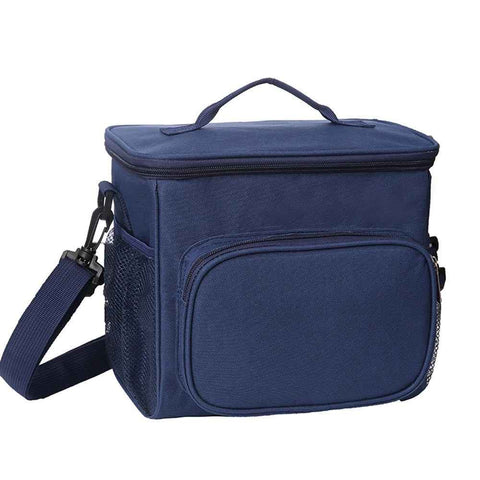 Thermal Insulated Lunch Bag Tote Box Picnic Tote Travel Accessory Organizer Tool - Dark Blue