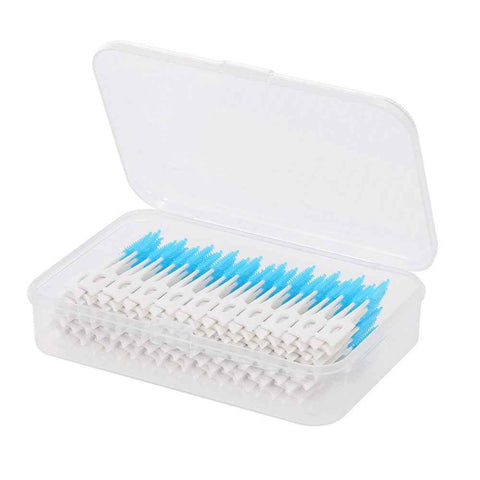 160Pcs/Set Soft Silicone Toothpick Double-ended Tooth Picks Dental Floss Interdental Brush Portable Teeth Stick Dental Hygiene Tools - Blue