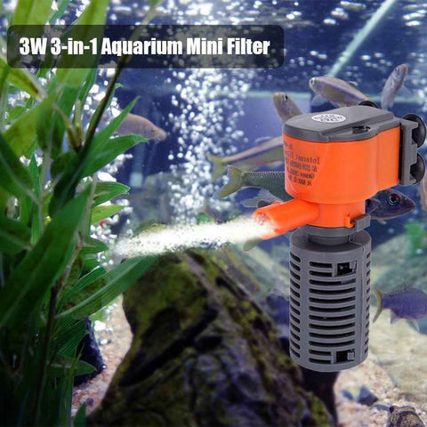 3W 3-in-1 Mini Filter Oxygen Supply Fish Tank Air Pump Aquarium Fish Sponge Filter Quiet Filter