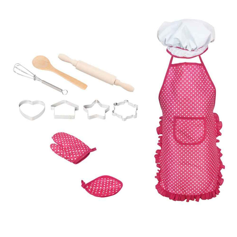 11Pcs Apron Hat Set Cosplay Kitchen Costume Role Pretend for Boys Girls Toddler Role Play