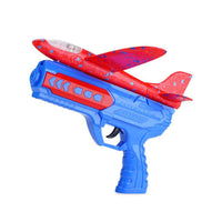 ML888-21S Children Foam Airplane Toys with Launcher Lightweight Foam Glider Catapult Plane Toy Outdoor Flying Toys for Kids - Red Plane / Blue Gun