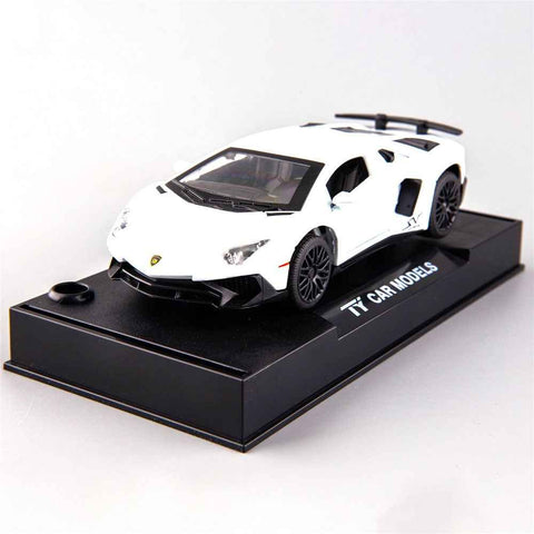 1:32 Scale Car Models for Kids Alloy Super Car Toy with Sound Light, Open Doors - 750 White