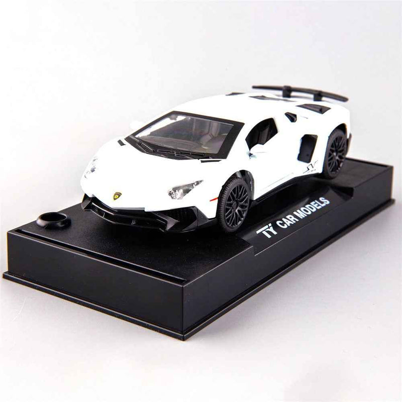 1:32 Scale Car Models for Kids Alloy Super Car Toy with Sound Light, Open Doors - 750 White