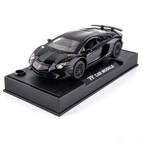1:32 Scale Car Models for Kids Alloy Super Car Toy with Sound Light, Open Doors - 750 Black