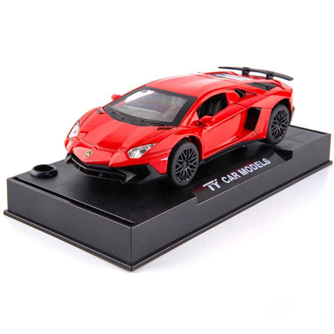 1:32 Scale Car Models for Kids Alloy Super Car Toy with Sound Light, Open Doors - 750 Red