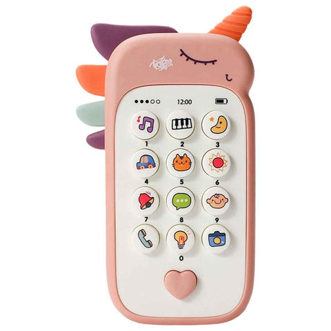 Kids Learning Phone Toy Educational Music Story Bilingual Development with Interactive Light-Up Buttons - 188-7 Pink-Unicorn Mobile