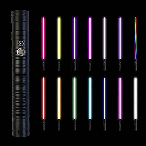1Pc Light Up Toy Laser Sword 2 in 1 RGB Illuminating Blade 15 Color Metal Handle Luminous Sword Toy - Black Circular Pattern