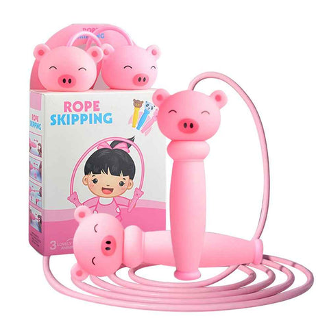 JY1028 Cartoon Animal Design Kids Jump Rope Exercise Workout PVC Skipping Rope - Pig