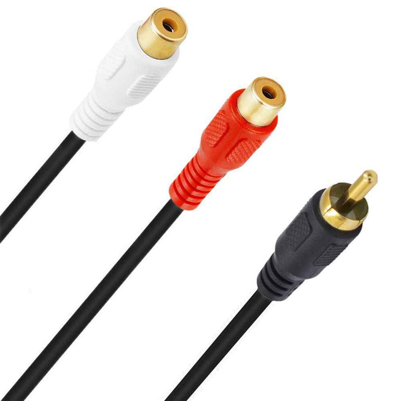 JUNSUNMAY 0.25m RCA Male to Dual RCA Female Y Splitter Cable Stereo Audio Extension Cord