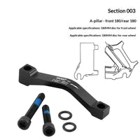 MUQZI Bike Disc Brake Adapter CNC Aluminum Alloy Disc Brake Mount Converter for MTB Road Bicycle - Black/A Type/Front 180/Rear 180