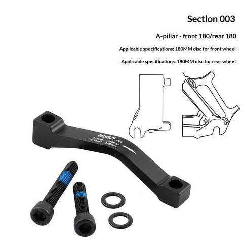MUQZI Bike Disc Brake Adapter CNC Aluminum Alloy Disc Brake Mount Converter for MTB Road Bicycle - Black/A Type/Front 180/Rear 180